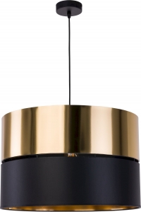 TK Lighting Hilton 4346 lampa wisząca zwis metalowo materiałowy klosz 1x15W E27 czarny/złoty - wysyłka w 24h