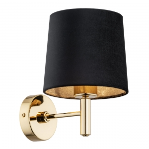Argon Ponte Plus 4729 kinkiet klasyczny abażur welur lampa ścienna glamour 1x15W E27 czarny/złoty - wysyłka w 24h