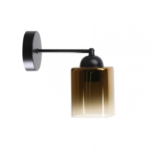 Candellux Serena 21-21144 kinkiet lampa ścienna nowoczesny klosz szklany dymiony 1x40W E27 czarny/złoty