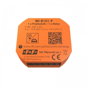 Przekaźnik WiFi F&F Fox Switch & Energy WI-R1S1-P 230V z funkcją monitorowania parametrów sieci - wysyłka w 24h