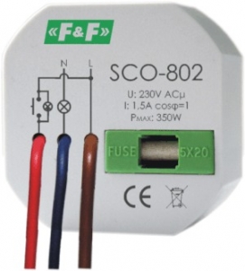 Ściemniacz lamp żarowych F&F SCO-802 z pamięcią 300W 230V AC do puszki fi 60 - wysyłka w 24h