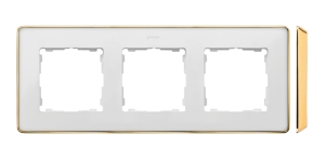 Ramka potrójna Kontakt-Simon 82 8201630-245 Detail Select Metal podstawa złota ramka biała - wysyłka w 24h