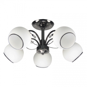 Candellux Graphite 35-22554 plafon lampa sufitowa elegancki klasyczny klosz szklany kule 5x40W E27 czarny/biały
