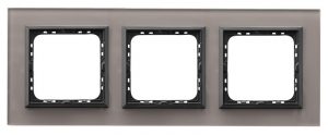 Ramka potrójna Ospel Sonata R-3RGC/41/25 szkło szare + czarna ramka - wysyłka w 24h