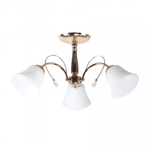 Candellux Ora 33-22424 plafon lampa sufitowa żyrandol elegancki klasyczny klosz szklany 3x40W E27 złoty/biały