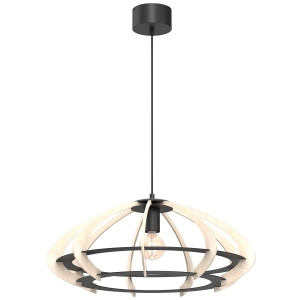 Luminex Orebo 9989 lampa wisząca zwis nowoczesna skandynawska pręty klosz metalowy drewniany 1x15W E27 czarna/drewniana