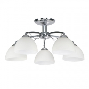 Candellux Filona 35-22721 plafon lampa sufitowa elegancki klasyczny klosz szklany miska 5x40W E27 chrom/biały