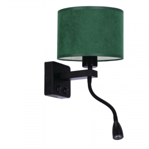 Candellux Polo 21-27658 kinkiet lampa ścienna elegancki klasyczny abażur materiałowy 1x40W E27 2W LED 3000K 200 lm czarny/zielony