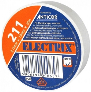 Taśma izolacyjna Anticor Electrix 211 PE-2112005-0019020 19mmx20m biała  - wysyłka w 24h