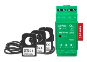 Monitor energii WiFi Zamel Supla MEW-01 LITE 3F+N dwukierunkowy 3 przekładniki 100A antena wbudowana SPL10000040 - wysyłka w 24h