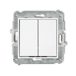 Przycisk podwójny Karlik Mini MWP-44.1 bez piktogramów wspólne zasilanie biały - wysyłka w 24h