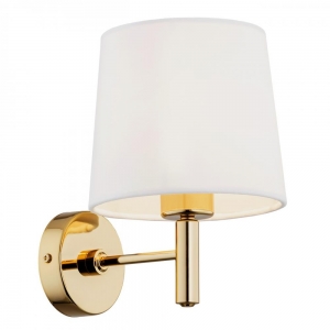 Argon Ponte Plus 4728 kinkiet klasyczny abażur welur lampa ścienna glamour 1x15W E27 biały/złoty - wysyłka w 24h