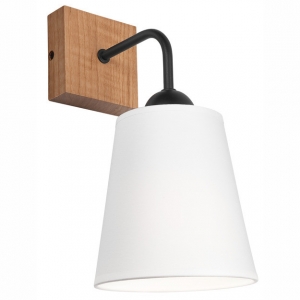 Lamkur Lula 47614 kinkiet lampa ścienna boho drewniany materiałowy klosz 1x60W E27 biały/drewno - wysyłka w 24h