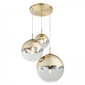 Lampa wisząca Globo Varus 15855-3 lampa sufitowa szklana zwis 3x40W E27 3 kule złota - wysyłka w 24h