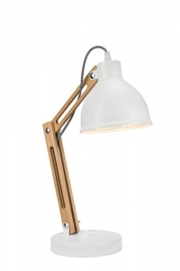 Lamkur Marcello 38261 lampa stołowa lampka 1x60W E27 biała/drewniana - wysyłka w 24h
