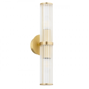 Argon Hampton 7203 kinkiet lampa ścienna nowoczesny elegancki glamour klosz tuba szklany perforowany 2x7W E14 transparentny/mosiądz
