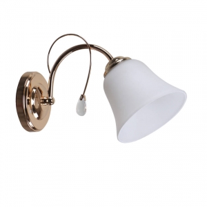 Candellux Ora 21-22431 kinkiet lampa ścienna elegancki klasyczny klosz szklany 1x40W E27 złoty/biały