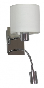 Candellux Sylwana 21-28648 kinkiet oprawa lampa ścienna 1x40W E14 + LED 3W z wyłącznikiem chrom / biały - wysyłka w 24h