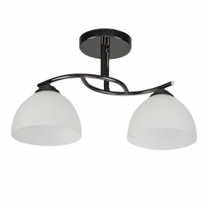 Candellux Gracja 32-22455 plafon lampa sufitowa elegancki klasyczny klosz szklany miska 2x40W E27 czarny/biały
