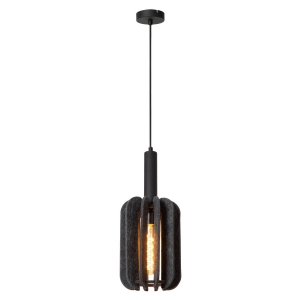 Lucide Rafal 45492/01/36 lampa wisząca zwis nowoczesna klatka klosz materiałowy 1x40W E27 czarna/szara