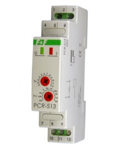 Przekaźnik czasowy rewersyjny F&F PCR-513 0,1s-576h 8A 1NO/NC 230V AC opóźnione załączenie na szynę DIN - wysyłka w 24h