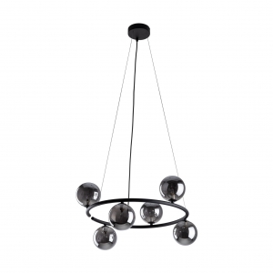 TK Lighting Anabelle 6843 lampa wisząca zwis nowoczesna loft industrialna koło pierścień obręcz klosz szklany kule 6x6W G9 czarna/grafitowa - wysyłka w 24h